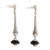 Onyx dangle earrings, 'Borobudur Chimes' - 2.5-inch Long Sterling Silver Earrings with Onyx from Bali (image 2b) thumbail