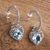 Blue topaz half hoop heart earrings, 'Love Sparkles' - Blue Topaz Hearts in Sterling Silver Half Hoop Earrings thumbail