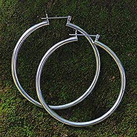 Sterling silver hoop earrings, 'Moonlit Goddess' (2.5 Inch)