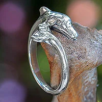 Sterling silver ring, 'Lovely Dolphin'