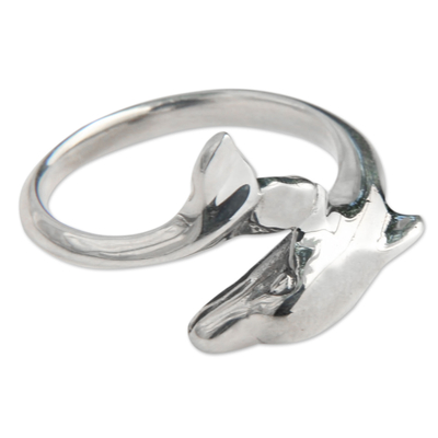 Sterling Silver Dolphin Ring with High Polished Finish
