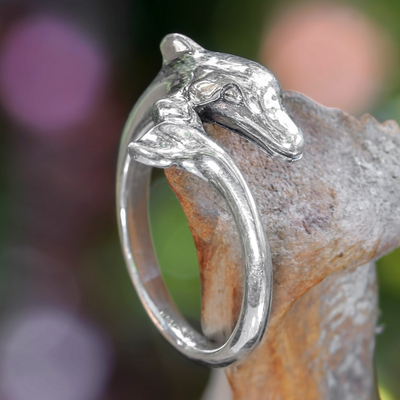 Sterling silver ring, 'Baby Dolphin' - Sterling Silver Dolphin Cocktail Ring Artisan Jewellery