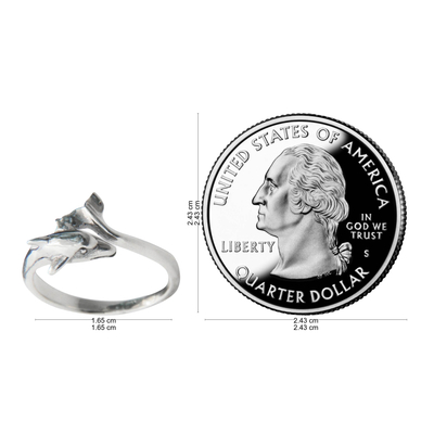 Anillo de plata esterlina - Anillo cóctel delfín en plata de ley joyería artesanal