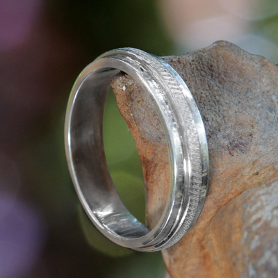 Sterling silver band ring, 'Artful' - Fair Trade Artisan jewellery Sterling Silver Band Ring