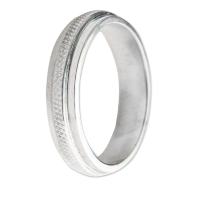 Sterling silver band ring, 'Artful' - Fair Trade Artisan Jewellery Sterling Silver Band Ring