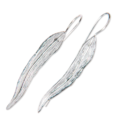 Sterling silver drop earrings, 'Willow Leaf' - Leaf Earrings Handcrafted of Sterling Silver in Bali