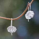 Sterling silver drop earrings, 'Petite Azalea' - Balinese Handcrafted Sterling Floral Drop Earrings