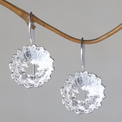 Sterling silver flower earrings, 'Crown Anemone' - Flower jewellery Sterling Silver Earrings Handmade in Bali