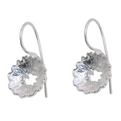 Sterling silver flower earrings, 'Crown Anemone' - Flower Jewelry Sterling Silver Earrings Handmade in Bali