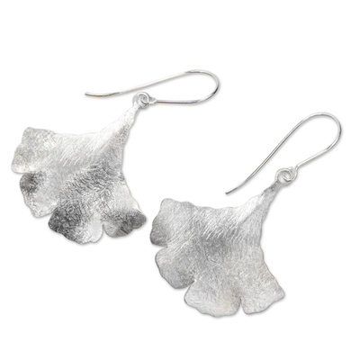 Sterling silver dangle earrings, 'Celery Leaves' - Leaf Shaped Sterling Silver Earrings Handmade in Bali