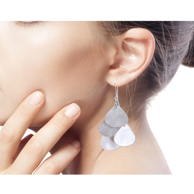 Sterling silver dangle earrings, 'Butterfly Wing Quintet' - Modern Sterling Silver Earrings Artisan Crafted Jewelry