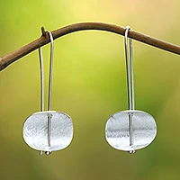 Sterling silver drop earrings, 'Urban Minimalism'