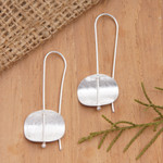 Sterling silver drop earrings, 'Urban Minimalism' - Modern Sterling Silver Earrings Artisan Crafted Jewelry