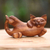 Wood sculpture, 'Naughty Kitty' - Balinese Signed Hand Carved Cat Sculpture in Wood thumbail