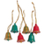 Wood ornaments, 'Balinese Christmas Bells' (set of 6) - Artisan Crafted Wood Bell Ornaments in 3 Colors (Set of 6) (image 2a) thumbail