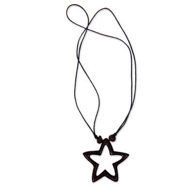 Star Theme Hand Crafted Bali Wood Necklace