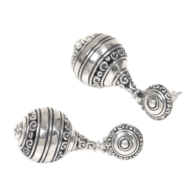 Sterling silver dangle earrings, 'Kendi' - Artisan Crafted Sterling Silver Dangle Earrings from Bali