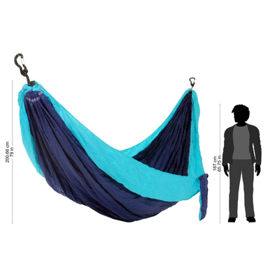Hamaca paracaídas, (doble) - Hamaca portátil de tela paracaídas azul turquesa (doble)
