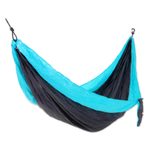 Parachute hammock, 'Highland Dreams' (single) - Grey Turquoise Portable Parachute Fabric Hammock (Single)