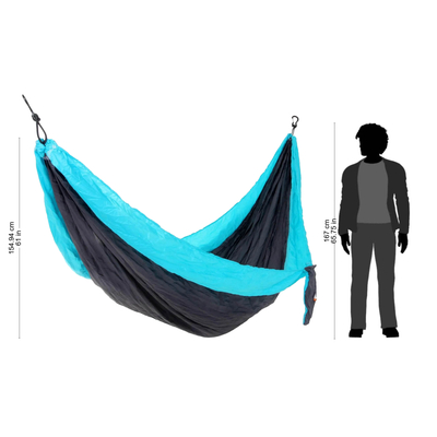 Parachute hammock, 'Highland Dreams' (single) - Grey Turquoise Portable Parachute Fabric Hammock (Single)