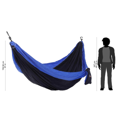 Parachute hammock, 'Pacific Dreams' (single) - Portable Parachute Fabric Hammock Dark Light Blue (Single)