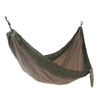 Parachute hammock, 'Jungle Dreams' (single) - Portable Parachute Fabric Hammock Khaki Army Green (Single)