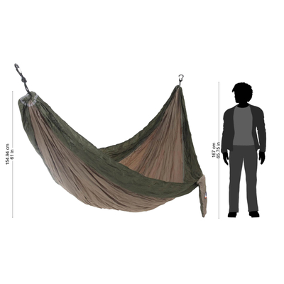 Hamaca con paracaídas, (individual) - Hamaca portátil de tela paracaídas caqui verde militar (single)