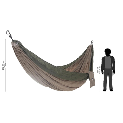 Hamaca paracaídas, (doble) - Hamaca portátil de tela paracaídas caqui verde militar (doble)