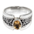 Citrine single stone ring, 'Yellow Karma' - Sterling Silver Wide Band Ring with Citrine from Bali (image 2a) thumbail
