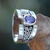 Amethyst single stone ring, 'Purple Karma' - Artisan Crafted Sterling Silver Ring with Amethyst