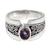 Amethyst single stone ring, 'Purple Karma' - Artisan Crafted Sterling Silver Ring with Amethyst (image 2a) thumbail