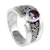 Amethyst single stone ring, 'Purple Karma' - Artisan Crafted Sterling Silver Ring with Amethyst