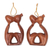 Wood ornaments, 'Sweet Kiss' (pair) - 2 Ornaments of Couples Kissing Hand Carved Wood Statuettes thumbail