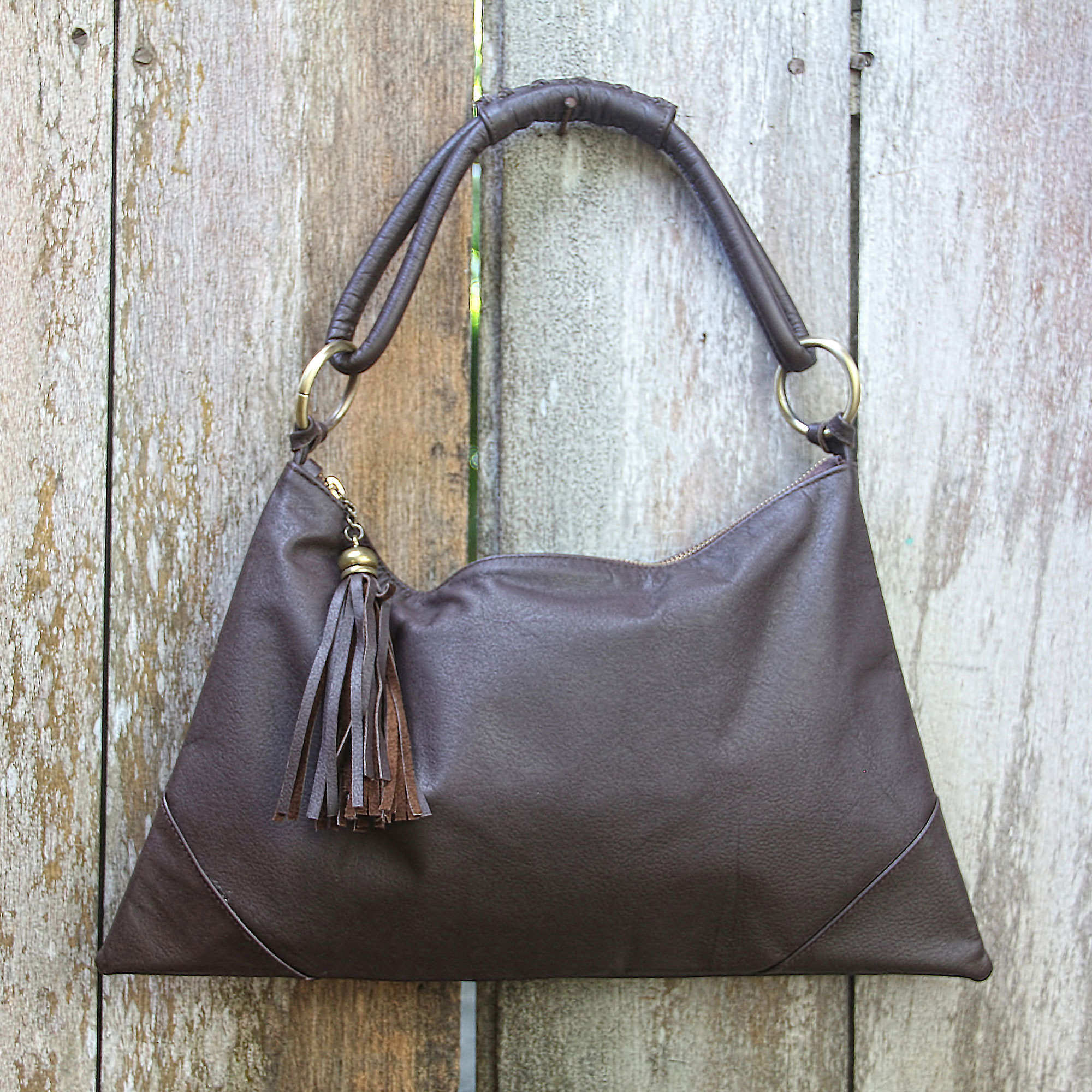 UNICEF Market | Artisan Crafted Brown Leather Shoulder Bag from Bali ...