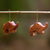 Wood ornaments, 'Little Brown Elephants' (pair) - Hand Carved Petite Brown Elephant Wood Ornament Pair thumbail