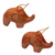Wood ornaments, 'Little Brown Elephants' (pair) - Hand Carved Petite Brown Elephant Wood Ornament Pair thumbail
