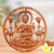 Holzrelief-Platte, 'Segnender Buddha - Geschnitzte Holzreliefplatte von Buddha mit braunem Finish