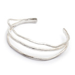 Silver plated cuff bracelet, 'Intentions' - Antiqued Silver Plated Cuff Hand Made Bracelet from Bali