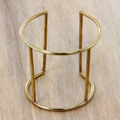 Brass cuff bracelet, 'Epic' - Artisan Crafted Brass Jewelry Wide Cuff Bracelet