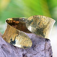 Brass bangle bracelet, 'Essence of Movement' - Modern Brass Bangle Bracelet Crafted by Hand in Bali