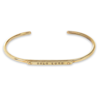 Inspirational Brass Cuff Bracelet with Engraved Message