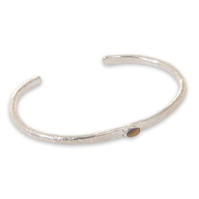 Sterling Silver Plated Cuff Bracelet with Tiger