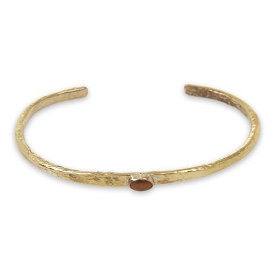 Rustic Finish Brass Cuff Bracelet with Tiger
