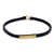 Leather wristband bracelet, 'Breathe' - Engraved Brass on Slender Leather Wristband Bracelet (image 2a) thumbail