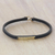 Leather wristband bracelet, 'Breathe' - Engraved Brass on Slender Leather Wristband Bracelet (image 2b) thumbail