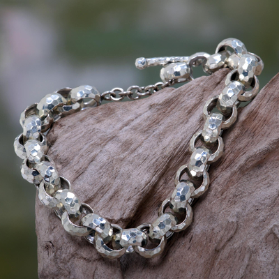 Sterling silver chain bracelet, 'Morning Light' - Sterling Silver Jewelry Artisan Crafted Bracelet from Bali