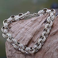 Sterling silver chain bracelet, 'New Paths'
