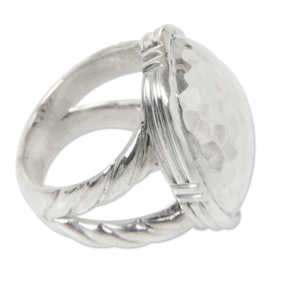 Sterling silver dome ring, 'Plateau' - Sterling Silver Domed Ring Hand Crafted from Bali Jewellery