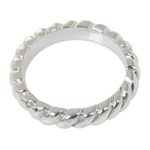 Sterling silver band ring, 'Halo Rope' - Artisan Crafted Balinese Sterling Silver Band Ring