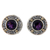 Gold-accented amethyst button earrings, 'Deep Purple Glow' - Gold-Accented Sterling Silver Earrings with Amethysts thumbail